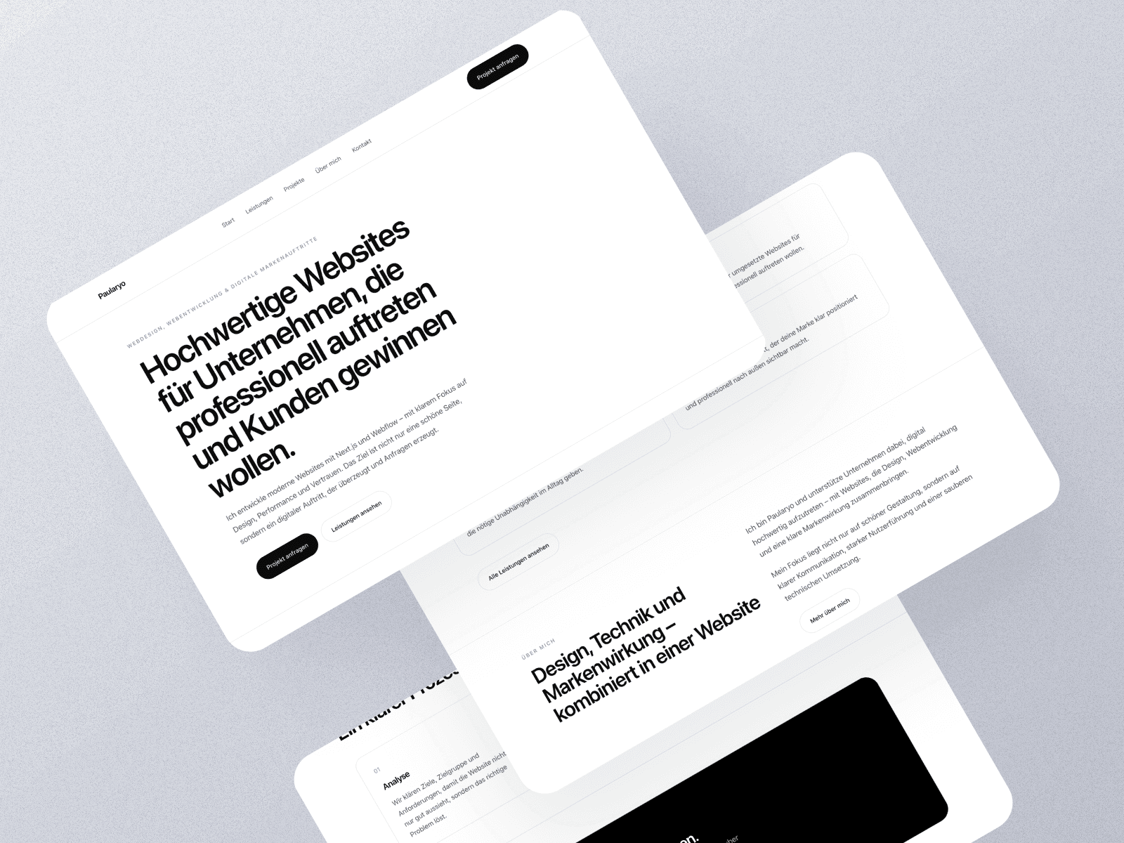 Paularyo Website Mockup mit modernem UI Design